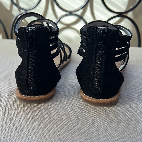Cat and Jack flat gladiator sandals black velour size 13 - Picture 4 of 10